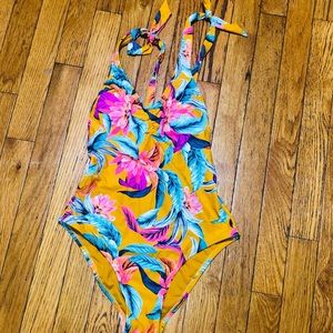 Xhilaration Tropical Floral One Piece Swimsuit
